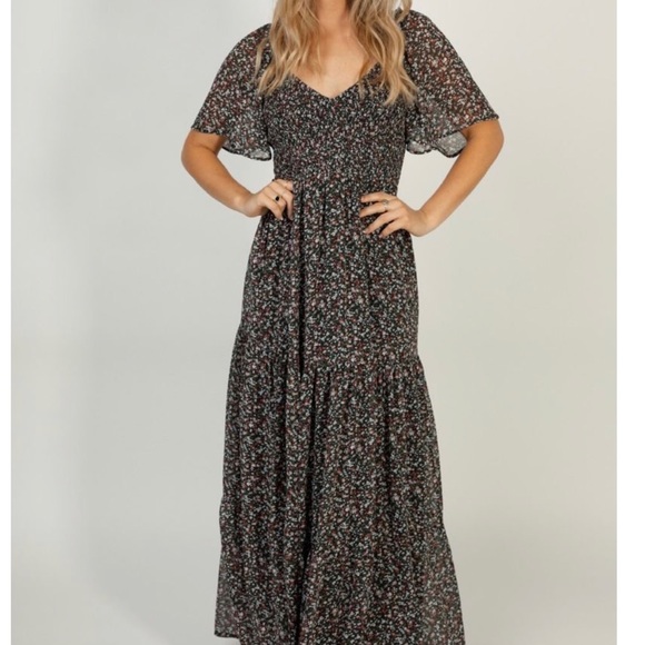 Black Floral Print Dress - Picture 6 of 6